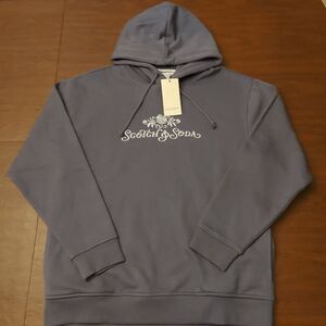 Scotch & Soda Embroidered Graphic French Terry Hoodie Purple Sky Men's Size L